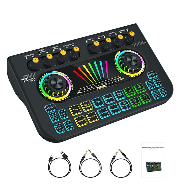 Studio Audio Sound Mixer Board Portable Digital DJ Mixing Console USB Wired Noise Cancelling Audio Interface 1000-1499mAh