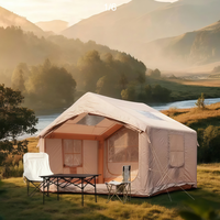 Grande tente de camping familiale pour 3-4 personnes, tissu Oxford PVC imperméable, design à tubes d'air gonflables 3000+, ouverture automatique rapide