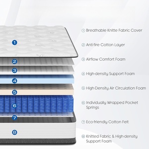 Nệm đầy đủ, nệm 12 inch trong hộp, nệm lai với bọt nhớ và cuộn bỏ túi để hỗ trợ thoáng khí và bền - Product Image 4