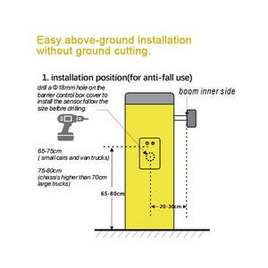 حاجز وقوف السيارات الأوتوماتيكي مع مستشعر رادار 60 جيجاهرتز وتطبيق بلوتوث، مقاوم للماء IP55، يعمل بجهد 10-24 فولت تيار مستمر لحواجز مواقف السيارات الكهربائية - Product Image 4