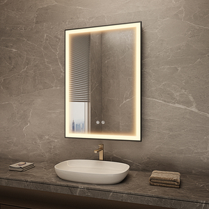 Marco dorado de acero inoxidable Espejo con luz Led redondo grande Control táctil Espejo de baño Led inteligente a prueba de niebla - Product Image 2