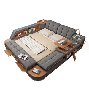 Мебель для спальни, кровать большого размера, Роскошная Современная тканевая умная двуспальная кровать с татами для хранения, дизайнерская мягкая кровать
