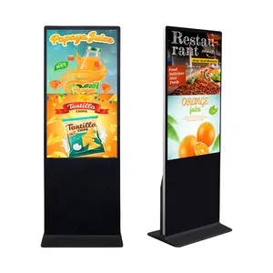Ultra thin 4k uhd fhd 43 50 55 65 75 inch touchscreen CMS software floor stand interactive digital signage totem advertising