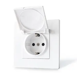 European Standard Safety Waterproof Dustproof German Type IP44 Electrical Power Schuko Wall Socket With Cover For Home Using