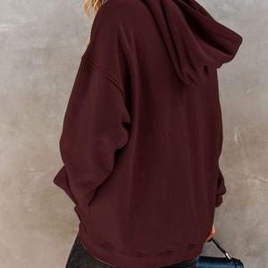 Pull à capuche décontracté pour femmes avec cordon de serrage manches longues poche respirant anti-rétrécissement tissu éponge solide imprimé hiver - Product Image 4