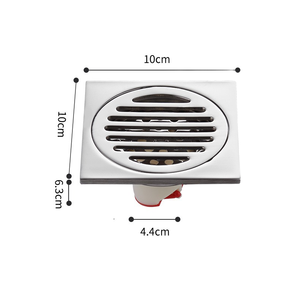 Siphon de sol carré en acier inoxydable 4 pouces, finition polie, moderne, pour salle de bain, avec fonction anti-corrosion - Product Image 5