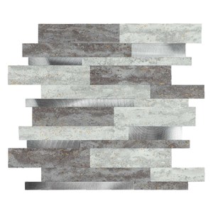 <span class=keywords><strong>Azulejos</strong></span> de Pared Autoadhesivos de Aluminio con Aspecto de Piedra Irregular Blanca y <span class=keywords><strong>Gris</strong></span> de 4 mm <span class=keywords><strong>para</strong></span> <span class=keywords><strong>Cocina</strong></span> - Product Image 1