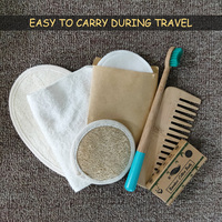 Vente en gros combinaison d'hôtel 7 pièces dans un sac en tissu brosse à dents coton-tige serviette peigne bain luffa éponges ensemble de voyage