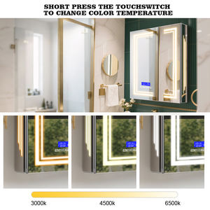 Armadietto a <span class=keywords><strong>specchio</strong></span> a LED in alluminio a doppia porta CAD-4292: pulsanti a sfioramento, antiappannamento, 3CCT, luminosità regolabile e <span class=keywords><strong>cabina</strong></span> luminosa - Product Image 5