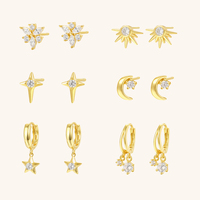 Boucles d'oreilles pendantes Mlluki Fashion personnalisées en argent sterling 925, motifs soleil, étoile, lune, croissant et fleur