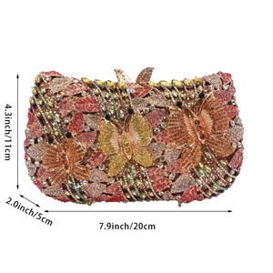 Bolso de Noche con Pedrería de Mariposa para Mujer, Cartera de Mano Romántica con Cristales Florales, Elegante Cartera para Amigas y Enamoradas - Product Image 2