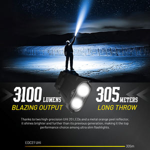 Портативный ультра-тонкий 3100 люмен светодиодный тактический фонарик перезаряжаемый с одним ключом вспышки водонепроницаемый дизайн USB зарядка - Product Image 3