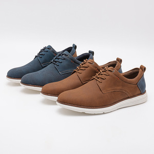 Chaussures pour hommes tendance et absorbantes, style marche et voyage en extérieur, en textile bleu marine, avec empiècement de talon en cuir de vachette, basses et souples, de ville - Product Image 3