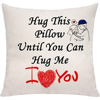 Housse de coussin décorative avec motifs d'amour pour amoureux, sœur, fille, fils, en lin imprimé