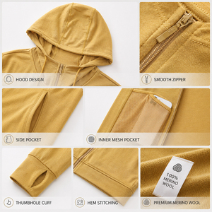 Wool Women's Thin <b>Cardigan</b> Outdoor Sun Protection Long Sleeve Top Custom Logo Premium Lightweight Breathable Quick Dry Hiking Co - Product Image 3