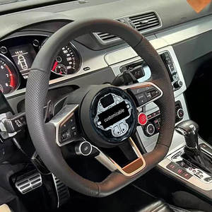 Volant en cuir perforé à fond plat, vente en gros d'usine, pour VW <span class=keywords><strong>Golf</strong></span> 8 MK8 GTI R B6 B7 B8 MK6 MK7 Tayron <span class=keywords><strong>TRoc</strong></span> Passat Polo - Product Image 3