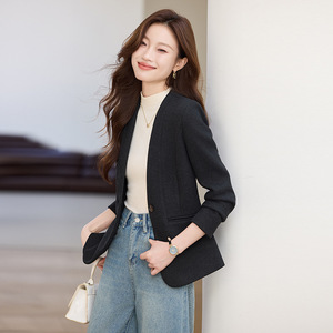 Women's <b>Wool</b> Blazer Full Sleeve A-Shape Anti-Wrinkle Professional Commuting Coat - Product Image 2