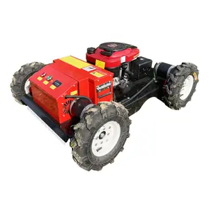 Benzinli tekerlek yüksek güç uzaktan kumanda çim biçme makinesi Mini Robot çim biçme makinesi