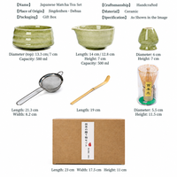 Ensemble de matcha en céramique fait main avec bol à matcha, fouet en bambou, cuillère, tamis, support pour fouet, boîte cadeau, vente en gros