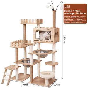 Grand cadre d'escalade moderne en bois multicouche pour chat avec plate-forme de saut à double nid pour les arbres à chat et les grattoirs à usage multiple - Product Image 5