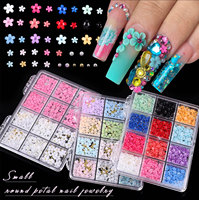 Nouveau 12 grilles/boîte coloré cinq pétales fleur Caviar perles ongles accessoires 3D résine ongles strass bricolage manucure breloques