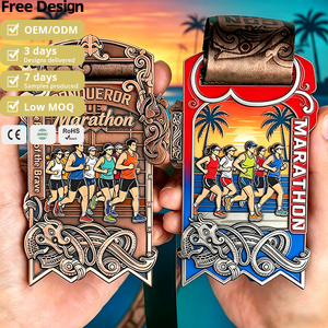 Médaille de marathon personnalisée avec dé<span class=keywords><strong>coupe</strong></span> de l'horizon urbain, médailles de course 3D sur mesure en alliage de zinc, récompenses de course avec monuments et ruban - Product Image 1