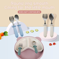 Ensemble de vaisselle pour enfants en silicone avec motif de panda, assiettes à ventouse pour tout-petits, bavoir, bol, cuillère, fourchette, ensemble d'alimentation pour bébé, vaisselle pour enfants