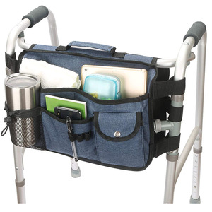 Zipper Cup Holder Pen Slot for <b>Elderly</b> Senior <b>Walker</b> Side Tote Bag Double-Sided Folding Accessories Organizer Pouch Polyester - Product Image 1