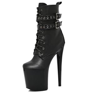 Botas de Tacón Alto de 20 cm para Club Nocturno, Botas de Cuero para Bailarinas de Pole Dance, Zapatos Fetiche, Zapatos Sexys para Reina, Talla Grande, Travesti - Product Image 1
