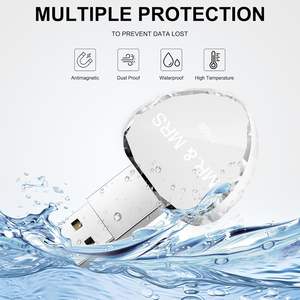 Logotipo personalizado, regalo de boda, unidad flash USB en forma de corazón, Unidad de pulgar de cristal, resistente al agua, USB 2,0, Unidad de salto portátil - Product Image 4