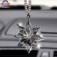 Ornements de décoration attrape-soleil flocon de neige suspendus accessoires de garniture cadeaux de noël cristal Transparent flocons de neige pendentif de voiture