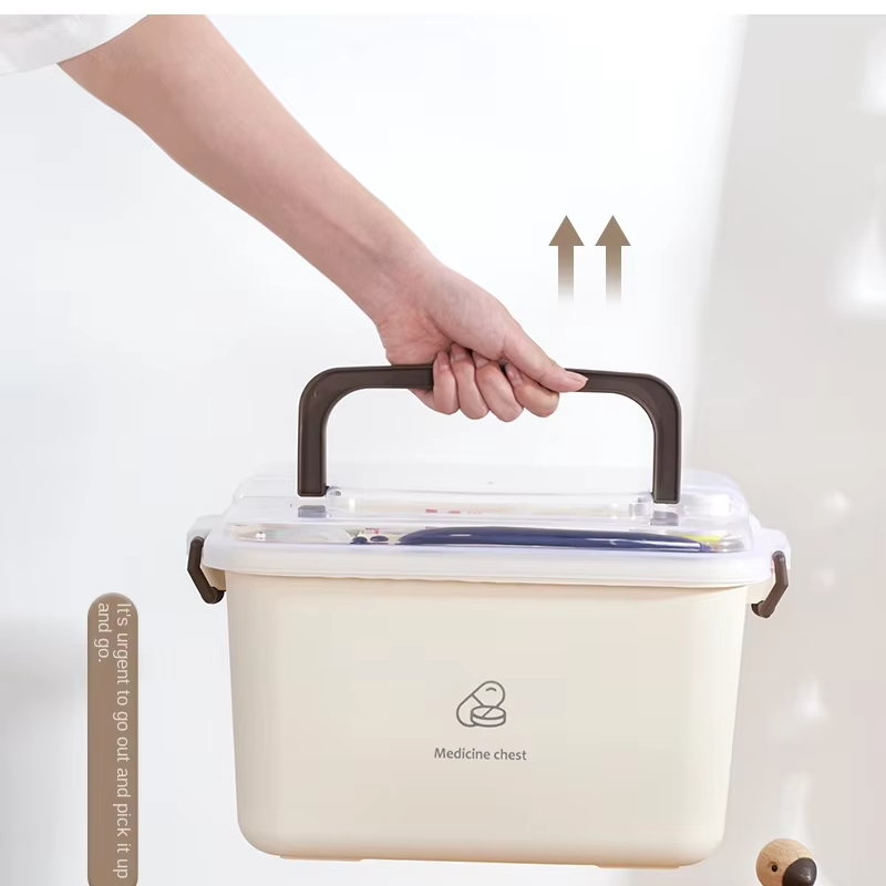 Large Capacity Multi-Layer Rectangle Medical Aid Kit Injection Support Modern Design Portable Household Plastic Medicine Box