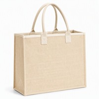 Sac fourre-tout de luxe en jute de Hesse, éco-responsable, blanchi, à tissage fin