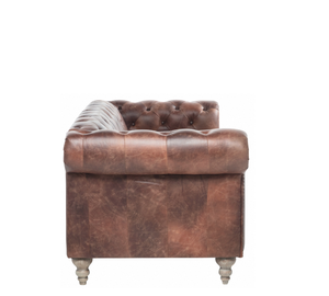 Canapé Chesterfield 3 places en cuir véritable, best-seller, capitonné de luxe avec accoudoirs roulés, design traditionnel, mobilier de villa - Product Image 2