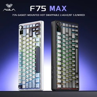 AULA F75 MAX 游戏机械键盘 75% 有线//2.4G 热插拔 RGB 电竞键盘，带 TFT 屏幕，适用于 PC 办公