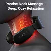 Masseur de cou chauffant intelligent, appareil de massage du cou sans fil portable avec télécommande TENS Pulse pour le bureau, les voyages et la maison