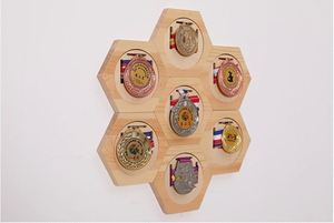 Wholesale Athlete's Medal Display <b>Shelf</b> <b>Rustic</b> <b>Wooden</b> Honeycomb Rack Ideal Personalized Present for Competition Medals Showing - Product Image 4