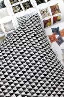 Housses de coussin 18x18 pour la décoration intérieure, motif triangle noir et blanc tissé, pour usage hôtelier