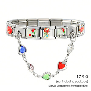Eagle Workshop Stainless Steel Modular Bracelet Set With Heart Charms And Flower Modules DIY Jewelry For Women - Product Image 5