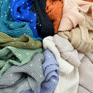 Pañuelo para la cabeza, chal plisado y hiyab de poliéster jersey voile con puntos plateados, con estampado suave personalizado, efecto arrugado, cuentas y borlas, de crepé TR algodón 2026 - Product Image 6