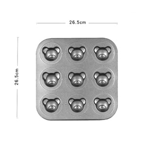 9-delige cartoonbeer-vormige madeleine cakevorm van koolstofstaal, professionele bakplaat voor dieren, keukengerei, groothandel - Product Image 6