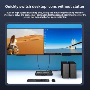 Commutateur <span class=keywords><strong>KVM</strong></span> <span class=keywords><strong>double</strong></span> écran 2 entrées/2 sorties pour extension et mise en miroir 4K 60Hz ultra-clair avec prise casque 3,5 mm en métal FCC CE - Product Image 4