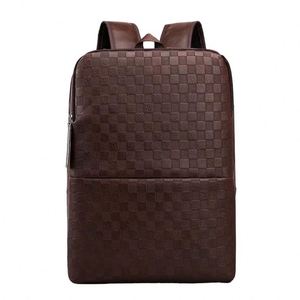 Wholesale Fashion Men's PU Leather Laptop Backpack College Student Book <b>Bags</b> Large Waterproof Lattice Business Travel Backpack - Product Image 1