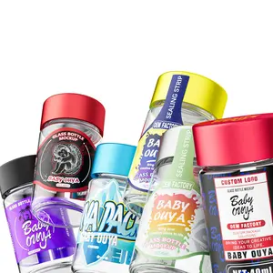 Etiqueta personalizada design adesivo 30g frasco de vidro 5 pack pré embalagem jar frasco de vidro resistente à criança pré embalagem recipiente