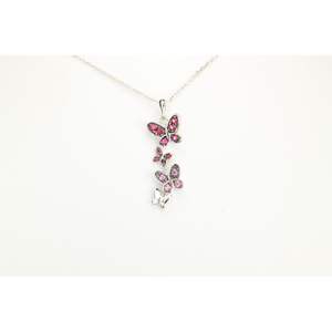 New Design Factory Price Individuation Silver Jewelry Cute 925 Silver <b>Pink</b> Crystal Butterfly Pendant Necklace - Product Image 2