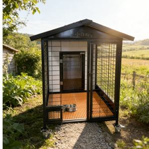 Nouvelle niche pour chien moderne pliable et ignifuge avec gamelle rotative, toilette extractible, nettoyage facile, utilisable toutes saisons, compatible climatisation et <span class=keywords><strong>chauffage</strong></span> au sol - Product Image 3