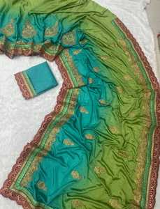Sari indien traditionnel ethnique pour occasions de fête, avec broderies, pour mariage et événements festifs, tenue élégante pour femmes - Product Image 6