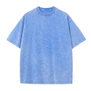 Wholesale 100% Cotton 230GSM Heavy Breathable Customized Blank T-Shirt Oversized Streetwear <b>Washed</b> Vintage Blue - Product Image 1