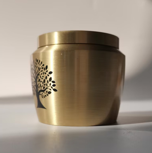 כד שריפת חיות מחמד מנחושת מלאה, עץ החיים, מזכרת לאפר של כלב או חתול - Product Image 3