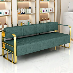 Chaise d'attente pour salon de coiffure, salon de beauté, magasin de vêtements, espace de repos, canapé en acier inoxydable doré, banc long pour zone d'attente - Product Image 6